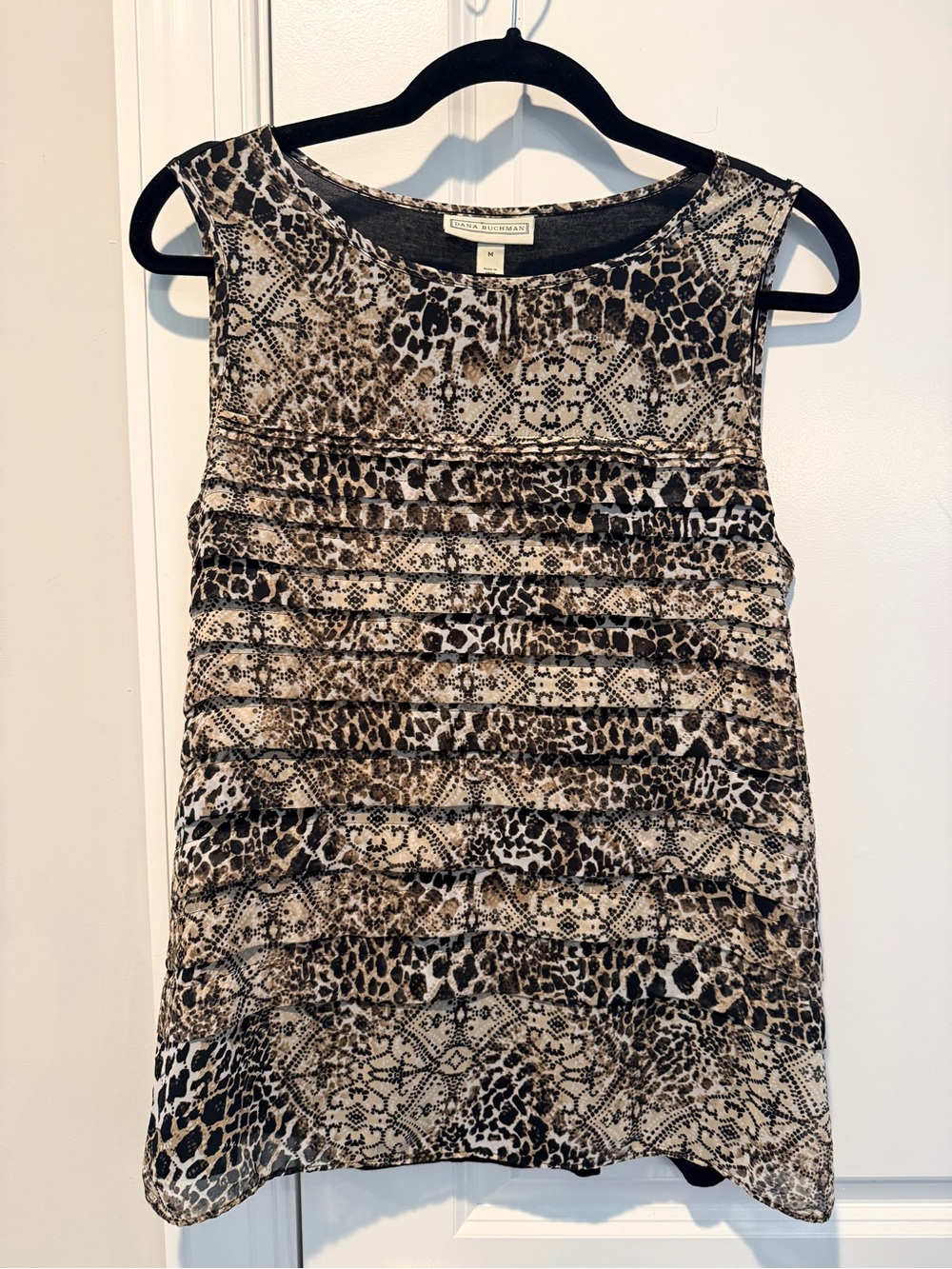 Dana Buchman Beige and Black Animal Print Sleeveless Camisole